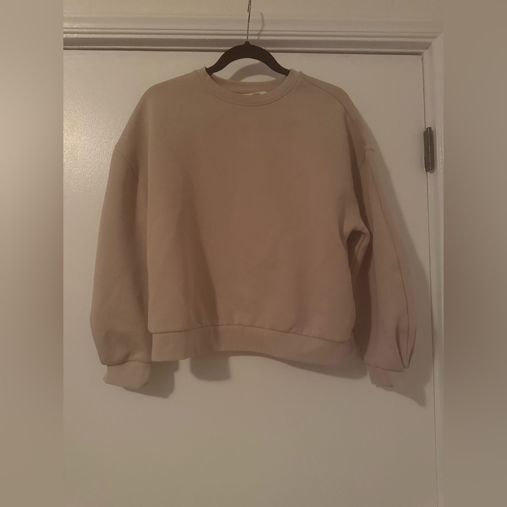 Banana Republic Factory Scuba Crew Neck Sweatshirt in Tan - Size M - Picture 3 of 5